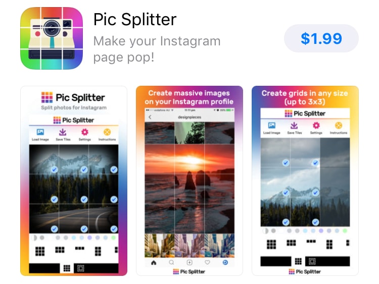 how to break one big picture into grids for instagram